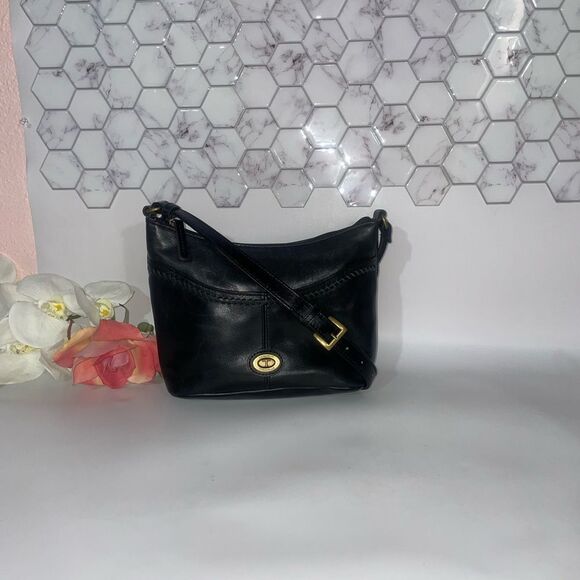 Beautiful Tignanello Black Leather Whipstitch Shoulder Bag - Picture 1 of 11